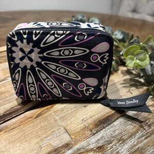 Vera Bradley Black and Pink Patterned Travel Cosmetic/Pill/Mis/Jewelry Bag